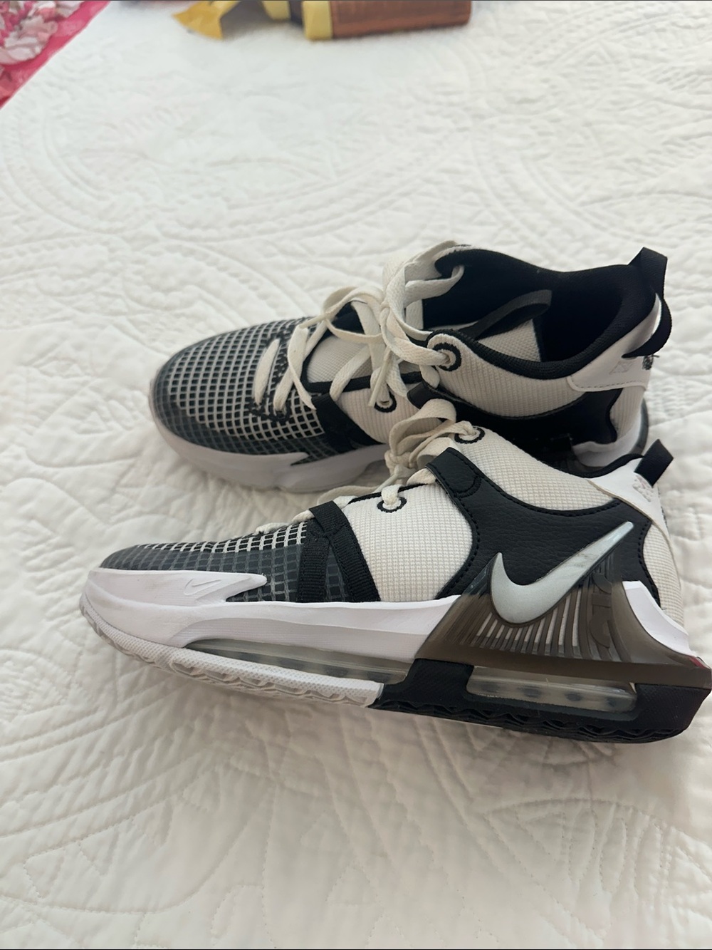 LeBron Nike Black and White Mid-Top Athletic Sneakers